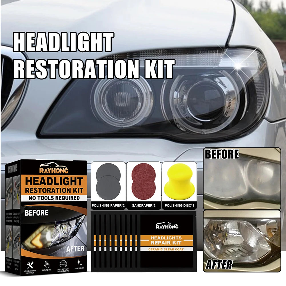 Ceramic Headlight Restoration Kit Headlight Cleaner Restorer Kit Headlight Yellowing Repair Set for Car Taillight Headlight