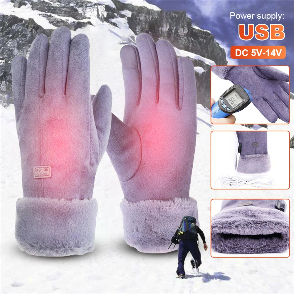 Winter Thermal Cycling Gloves 3 Gear Adjustment Heating Thermal Gloves Motorbike Racing Riding Gloves Windproof （No battery）