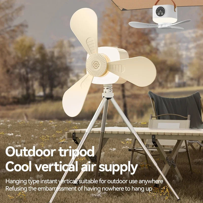 LED Light With Fan Portable Silent Ceiling Fans Light Rechargeable/Plug-in LED Lamp Remote Control 7200mAh for Bedroom Camping
