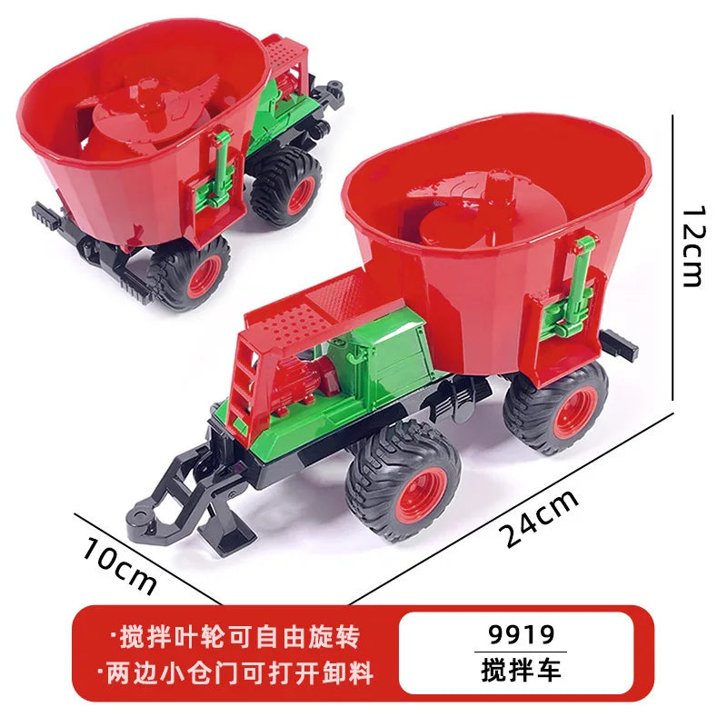 1:24 Scale Remote-Controlled Tractor Toy Alloy Electric Farm Truck with Headlights RC Car Set for Kids Birthday Christmas Gifts