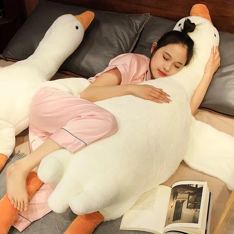 90/130/160/190cm plush baby goose stuffed animal throw pillow for large sofa, for bedtime companionship, plush pillow as a gift