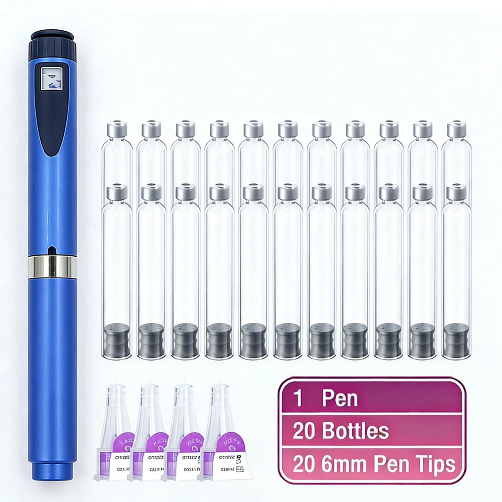 Precise Dosing Reusable Injection Pen Set 3ml Empty Cartridges Cassette Bottle 6mm Disposable Pen Tip For Blood Glucose Control