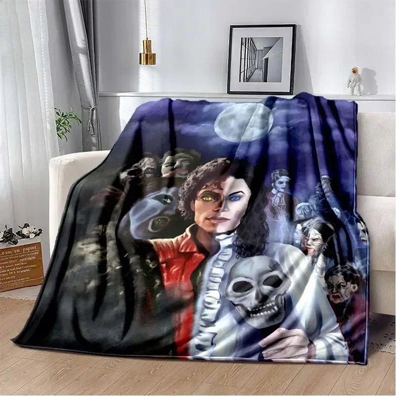 Pop Music Michael J-Jackson Printed Flannel Blanket , Warm  Soft Cozy Blanket Flannel  Livingroom  Home Decor Birthday Gift
