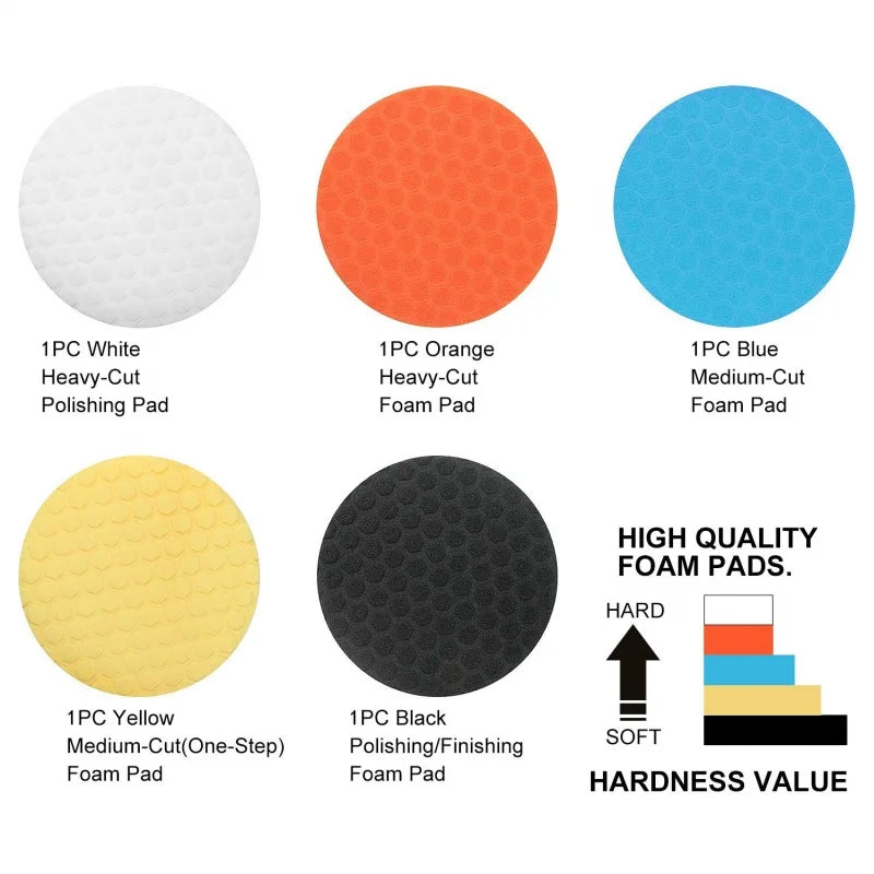 3/4/5/6/7 Inch 5pcs Car Polishing Pad Kit Auto Self-Adhesive Buffing Waxing Sponge Wheel Polishing Pad For Car Polisher 2030