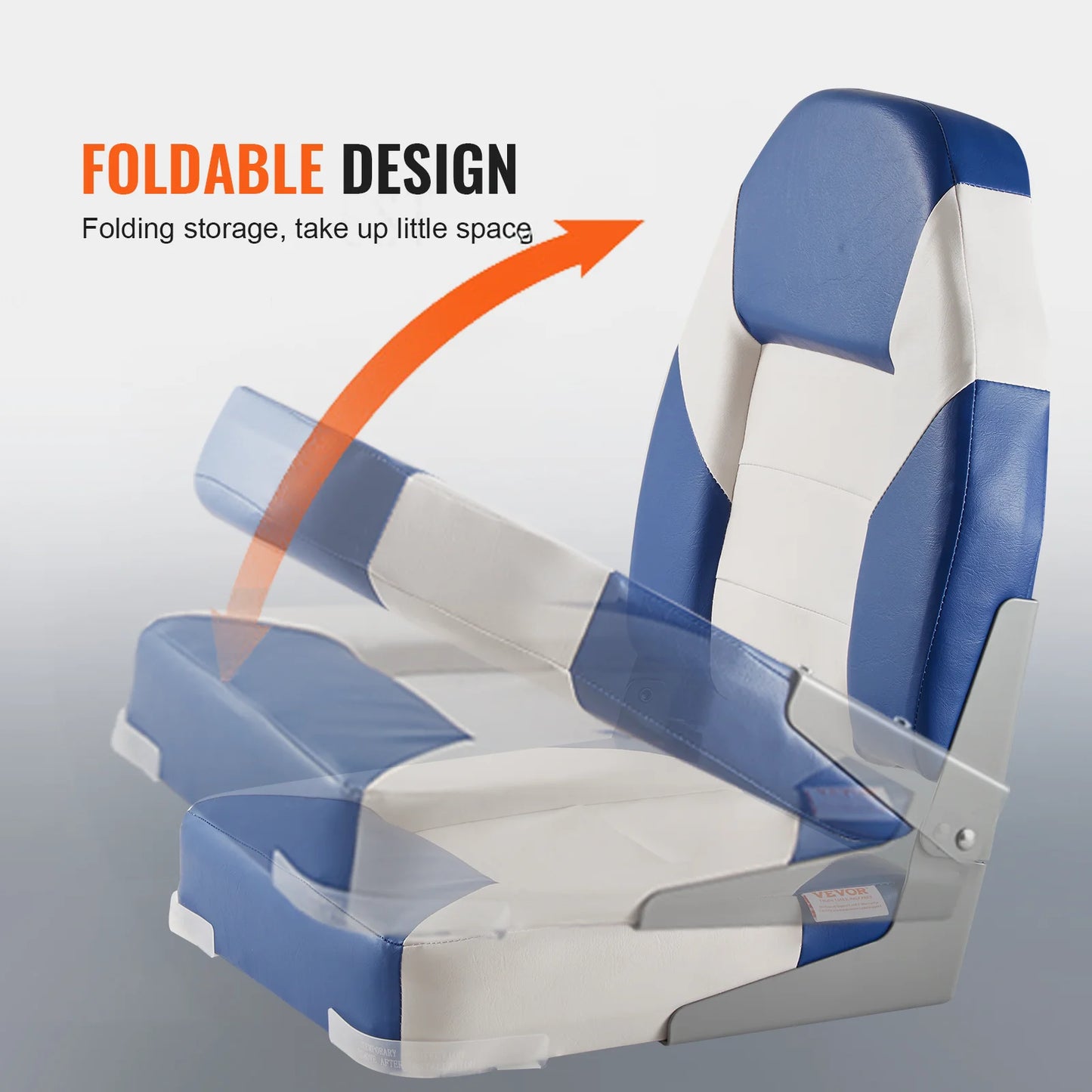 SucceBuy  Boat Seats 21.85" High Back Boat Seat Folding Boat Chair Fold-Down Boat Captain Chairs for Fishing Boat, Canoe, 2-Pack