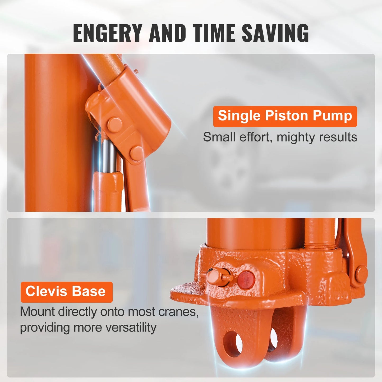 SucceBuy Hydraulic Long Ram Jack 3/8 Ton Engine Hoist Cylinder with Single Piston Pump And Clevis Base Hydraulic Ram Cylinder