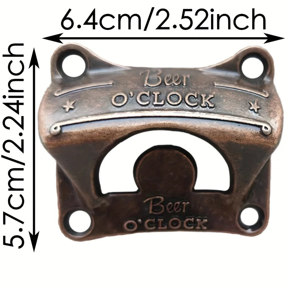1/5/10pcs"Beer O' Clock" Bottle Opener Wall Mounted Retro BBQ DIY Solid Beer Opener Tools Bar Decorative  Opener Kitchen Gadgets