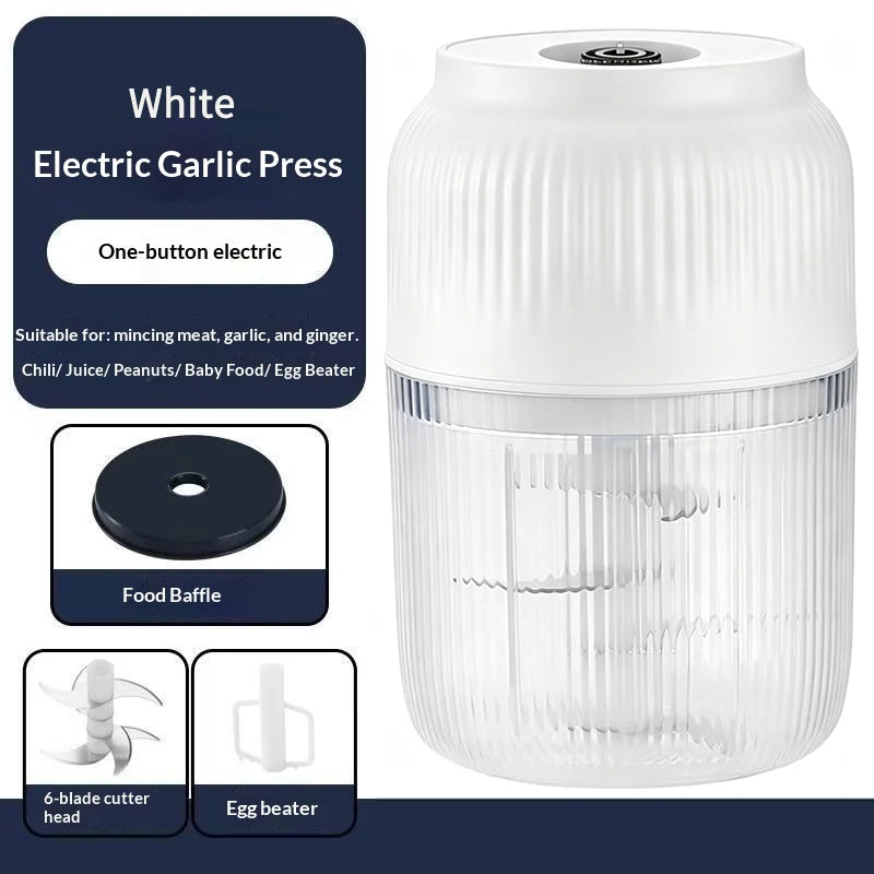 New Electric Garlic Puree Blender Kitchen Mini Food Chopper Meat Grinder With 6 Stainless Steel Blades Small Vegetable Chopper
