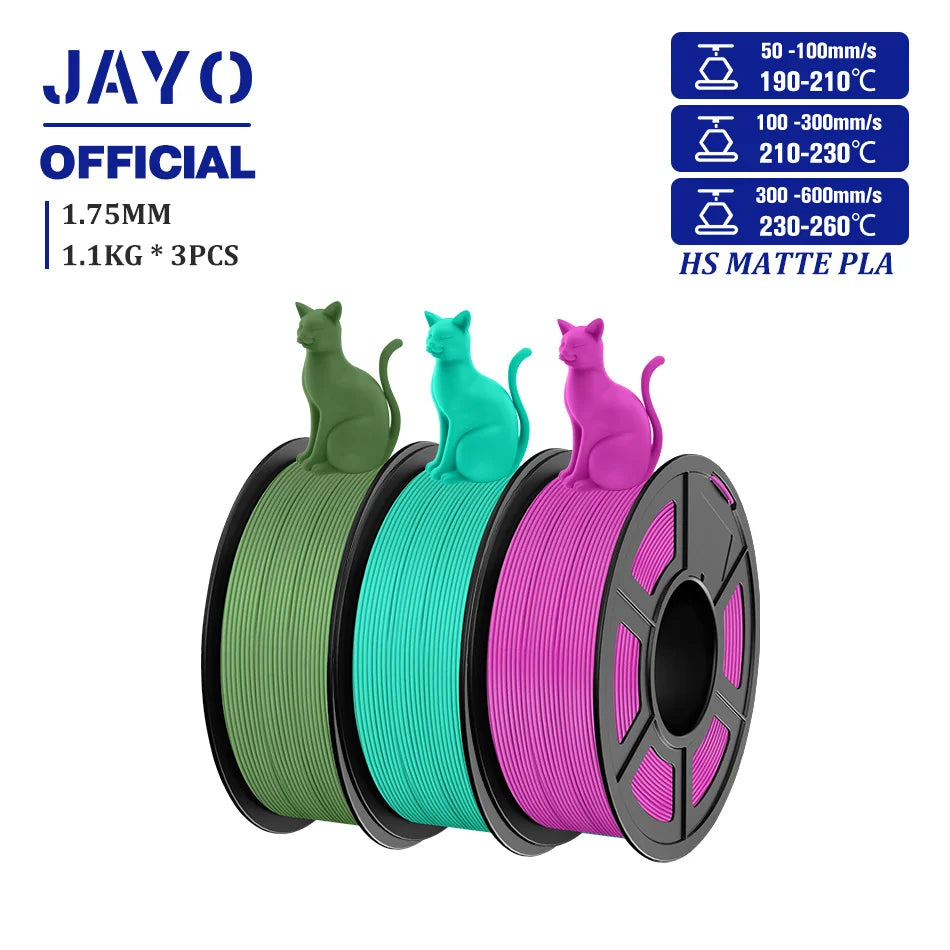 JAYO PLA Classic 1.75mm 3D Filament High Speed Matte PLA Filament For FDM 3D Printers 600mm/s High Speed Printing Materials