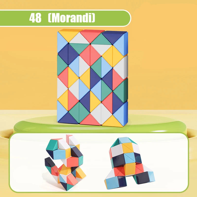 24-72 Segments Magic Rule Snake Multi-color 3D Puzzle Fidget Toys Decompression Transformable Cubes Educational Toys