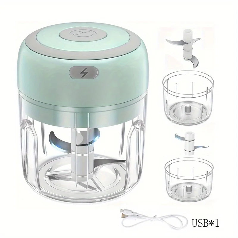 Electric Mini Garlic Chopper, Portable Food Processor, Vegetable Chopper Onion Mincer, Cordless Meat Grinder with USB Charging