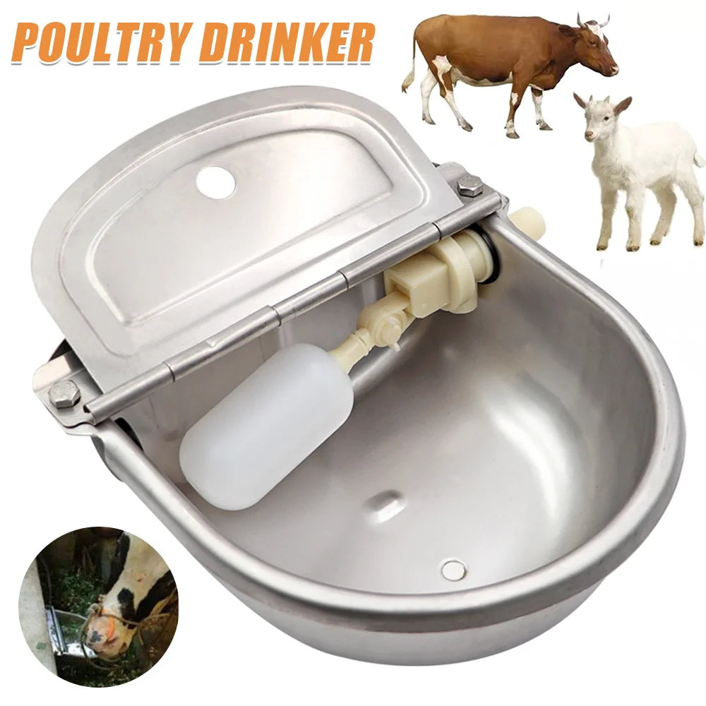 Stainless Pipe Water Trough Bowl Auto Drinking For Dog Horse Chicken Auto Fill