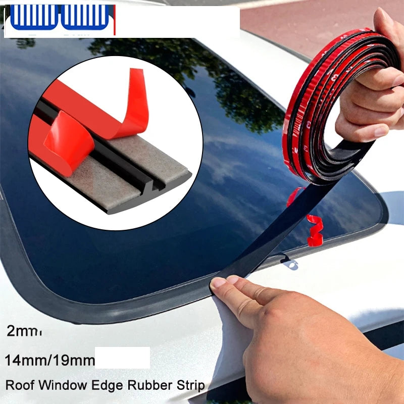 1Roll/2m Car Front Window Windshield Sealing Strip Car Stickers T-Type Seal Sunroof Water Leakage Sound Insulation Rubber Strip