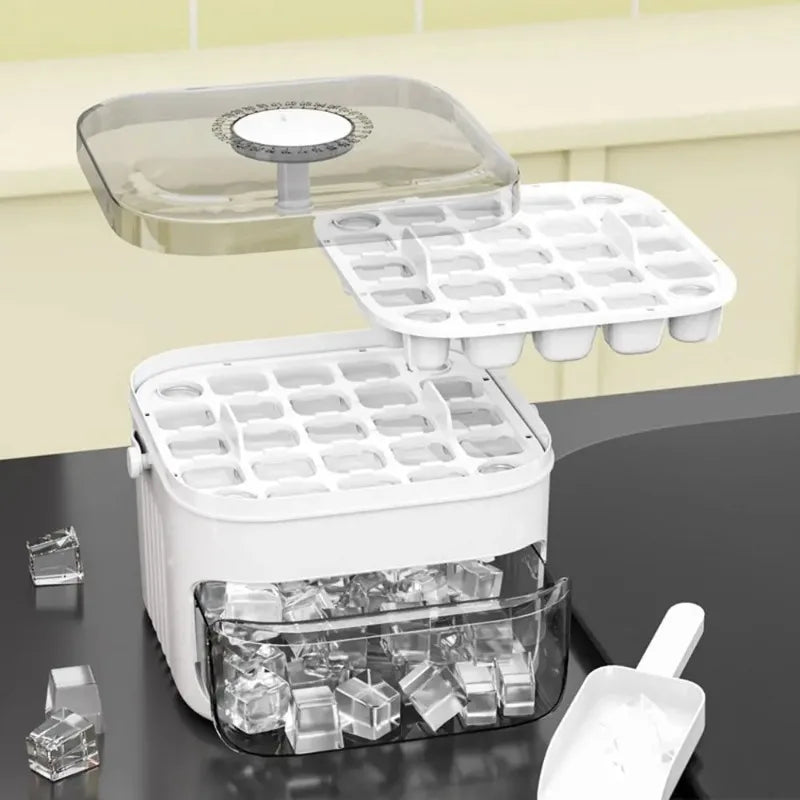 50 Grids Press Type Ice Cube Mold Double-layer Ice Cube Tray with Lid Reusable Ice Box Ice Making Tools Ice Storage Ice Machine