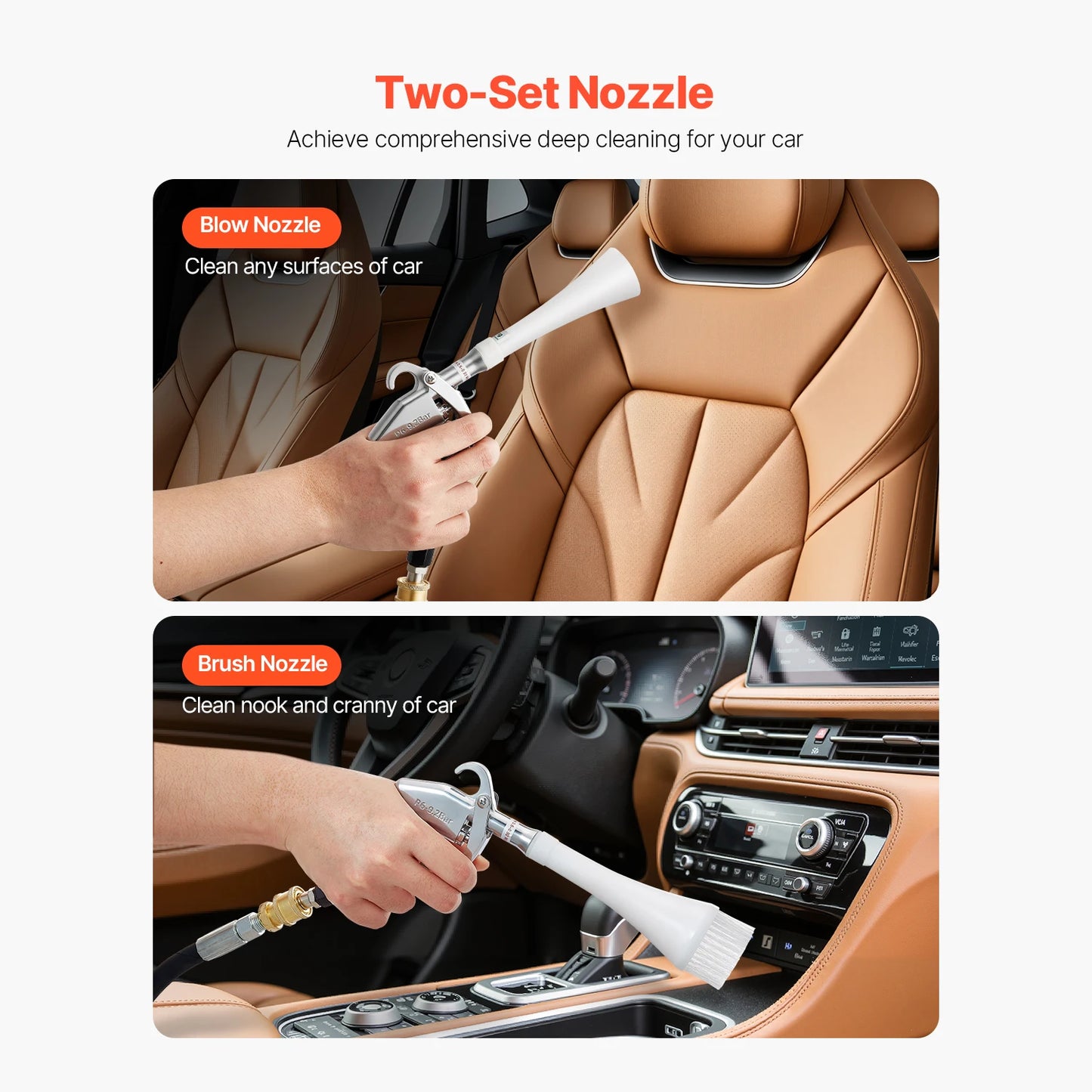 SucceBuy Car Cleaning Gun 6-9.2 Bar High-Pressure Air Blow Gun with Nozzles 360° Rotating Nozzle Work with 1/4NPT Air Compressor