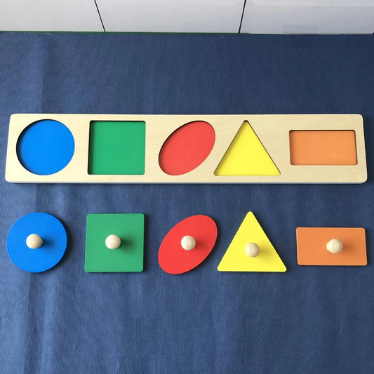 Montessori Multiple Shape Puzzle Wooden Puzzle Toy Geometric Grasping Board Baby Toddler Educational Shape Color Sorter 1 2 3 Y