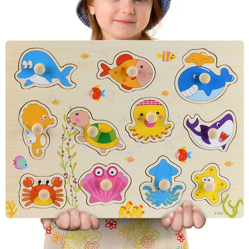 Wooden Puzzle Montessori Toys for Baby 1 2 3 Years Old Kids Alphabet Number Shape Matching Games Children Early Educational Toys