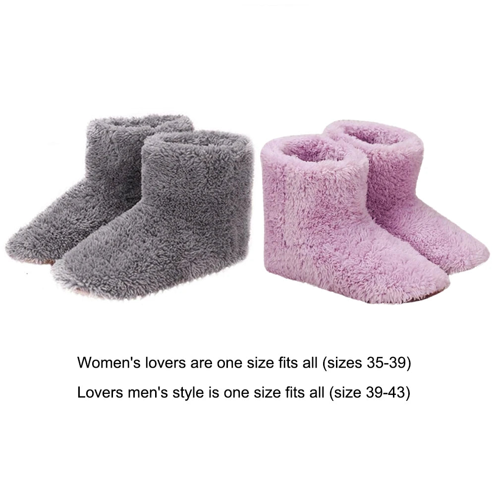 Electric Heater Shoes Men Women Winter Warm Snow Boots Foot Warmer Plush Heating Rechargeable Slippers Electric Heated Slippers