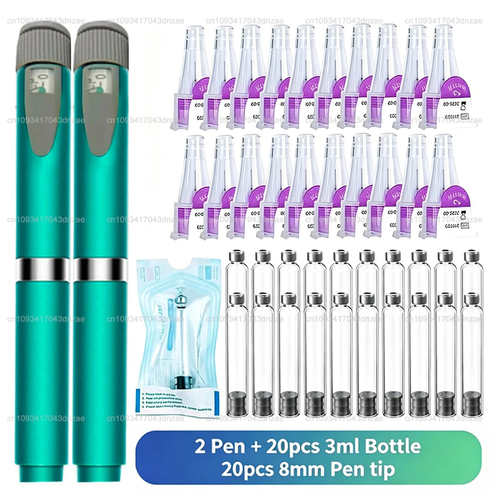 Aluminum Magic Pen Kit 10 Colors Cartridges 3ml Empty Cassette Bottle Sterile Set Disposable 8mm Pen Tip for Lilly Insulin Pen