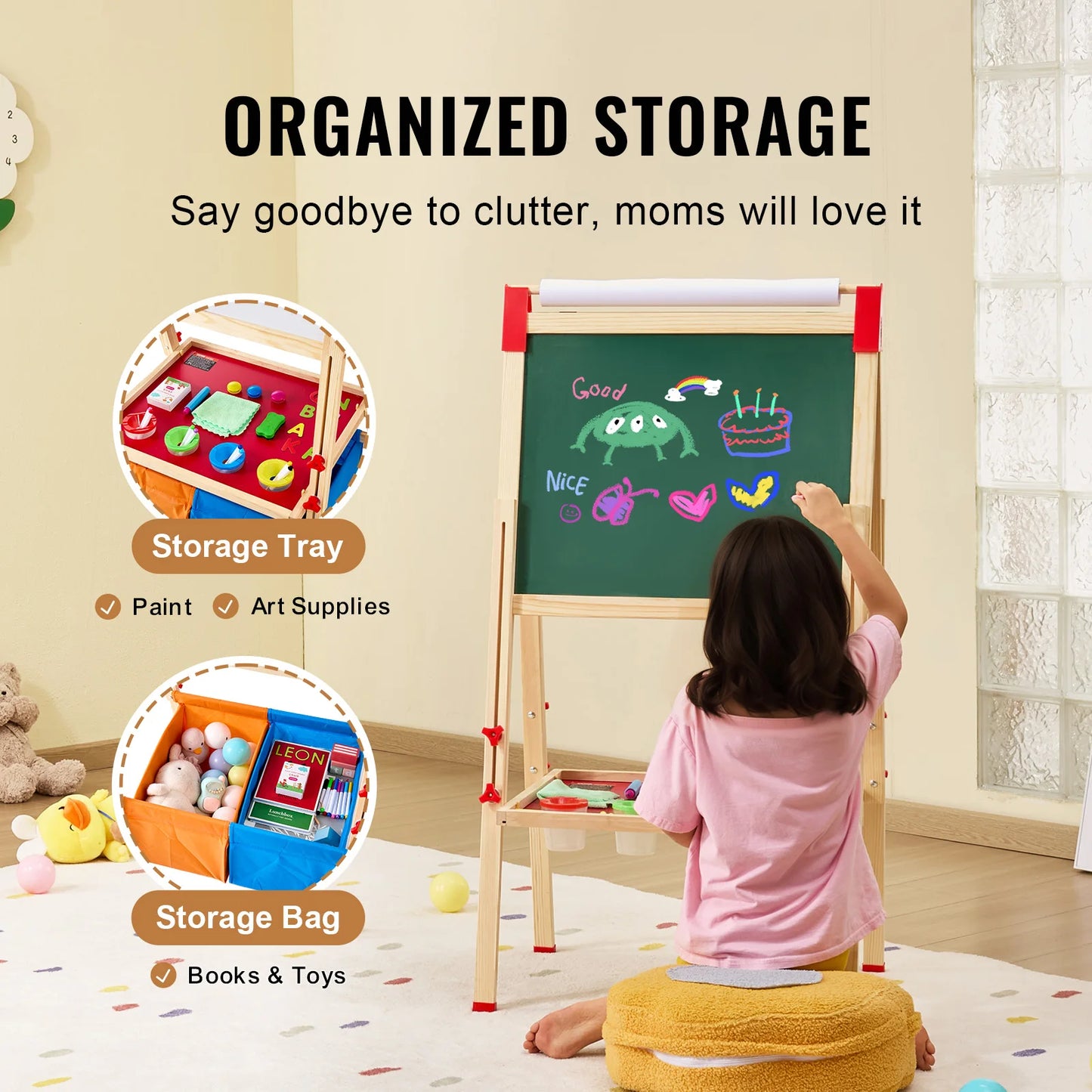 SucceBuy  Children Magnetic Drawing Board Word Pad Baby Color Graffiti Standing Art Easel Educational Drawing Toys for Kids Girl