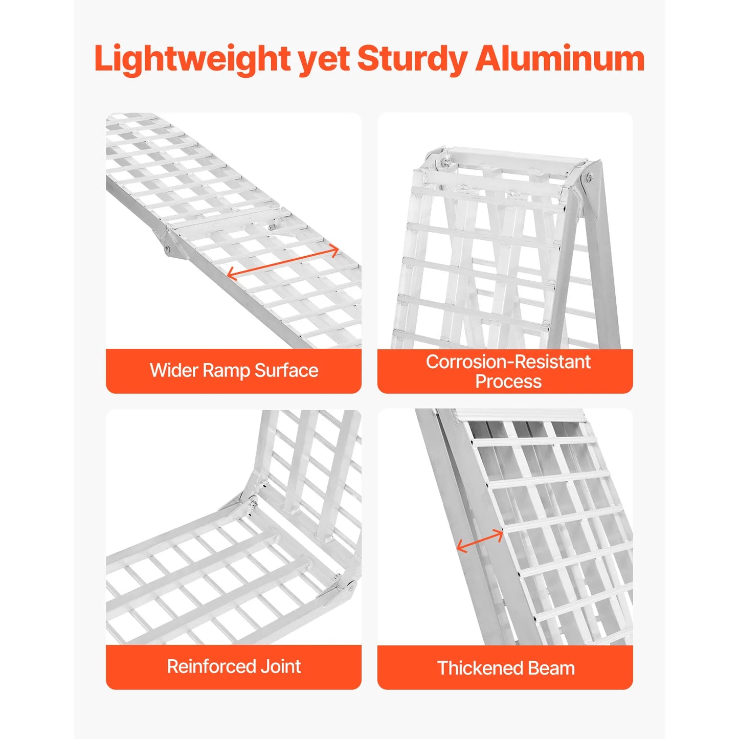 SucceBuy Aluminum Ramps Heavy-duty Ramps with Wider Ramp Surface, Universal Stable Loading Ramp with Handles, Fit for Motorcycle