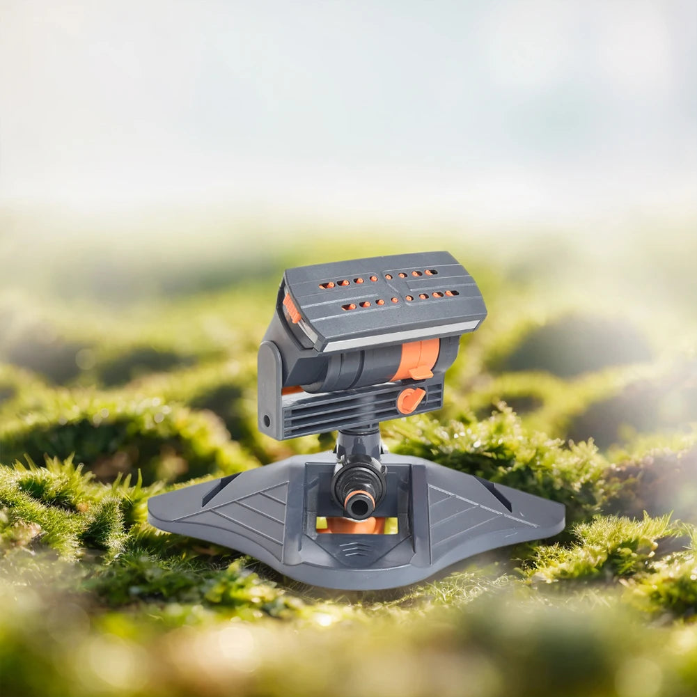 Mini Oscillating Sprinkler Large Coverage Adjustable Rotating Lawn Sprinkler 16Holes Watering Grass Sprinkler for Outdoor Garden