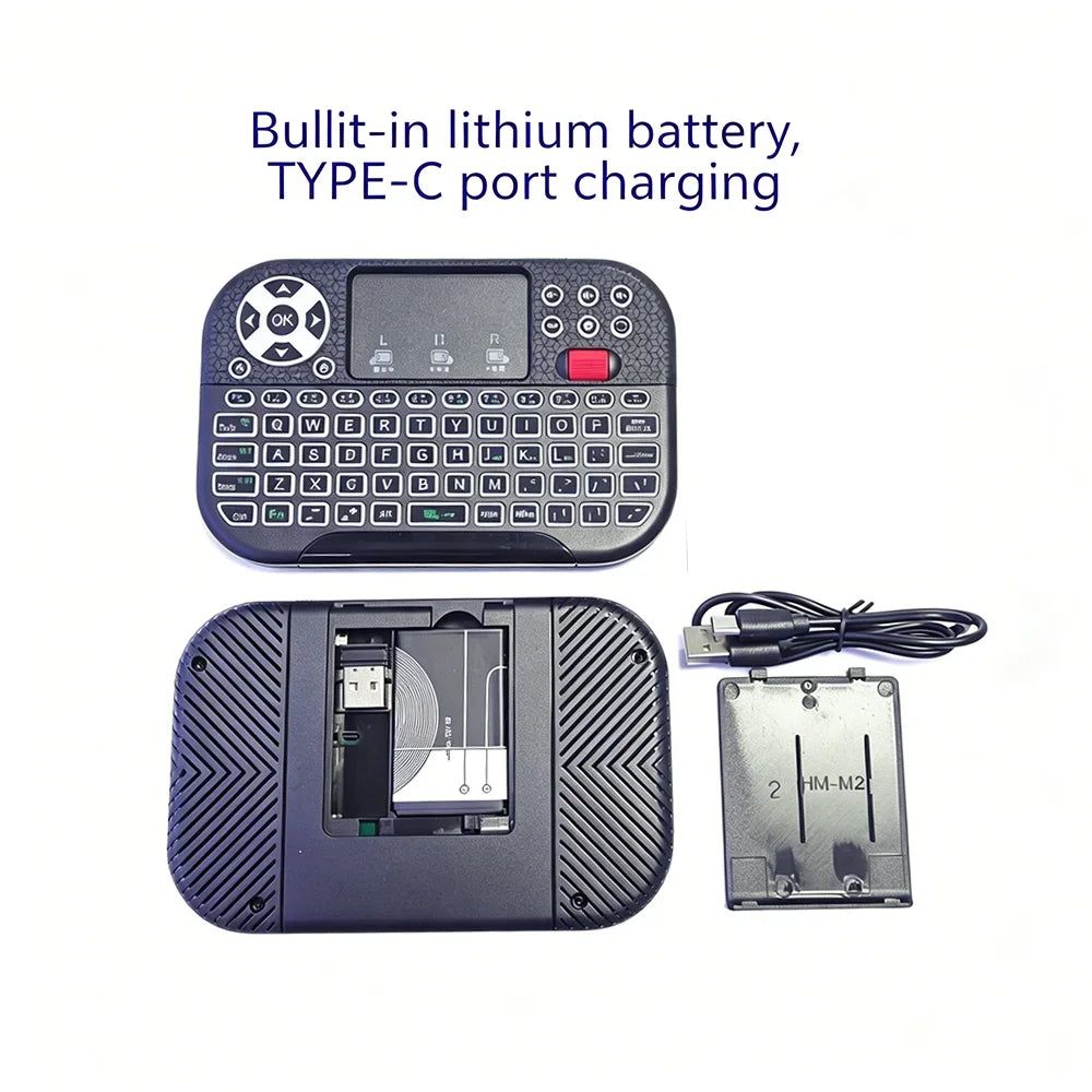 KEBIDUMEI Mini Wireless Keyboard with Scroll Wheel Touchpad  8 Color Backlit BT 2.4G Dual Mode Air Mouse Remote for PC TV Box