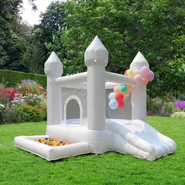 4x2x2.5m inflatable white bounce house with ball pit bouncy castle with blower air pump kids birthday party toys wedding toys