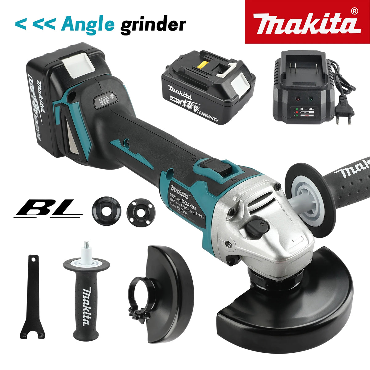 Makita DGA504 Cordless Angle Grinding Tool 125mm Wheel 8500r/min Brushless Drive for Metal Cutting Polishing Jobs