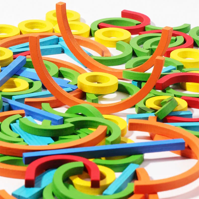 Wooden Creative Sticks And Rings Puzzle Intelligence Game Montessori Early Childhood Educational Toys For Children 3 Year Old