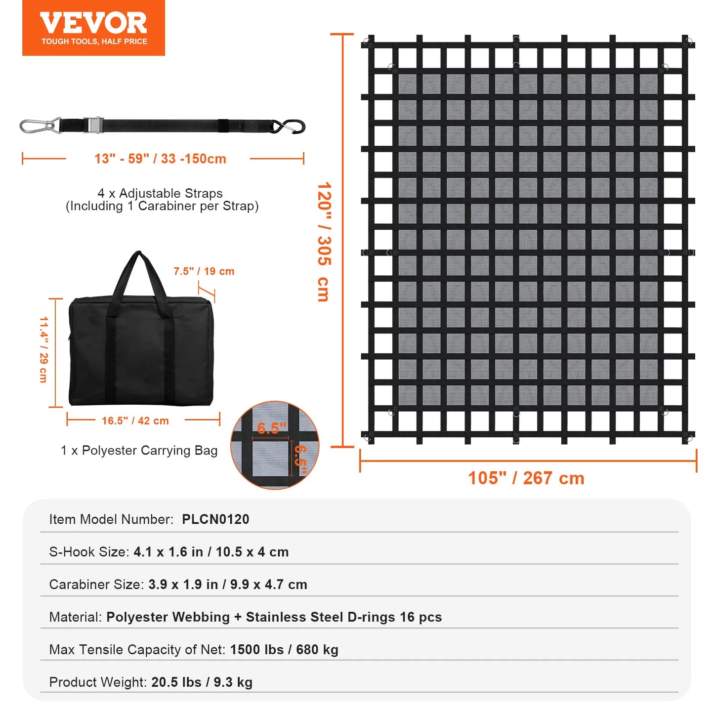 SucceBuyCar Ceiling Cargo Net Truck Bed Storage Net with 4 Adjustable Straps&S-Hooks Pocket Mesh Car Roof Organizer for SUV Jeep