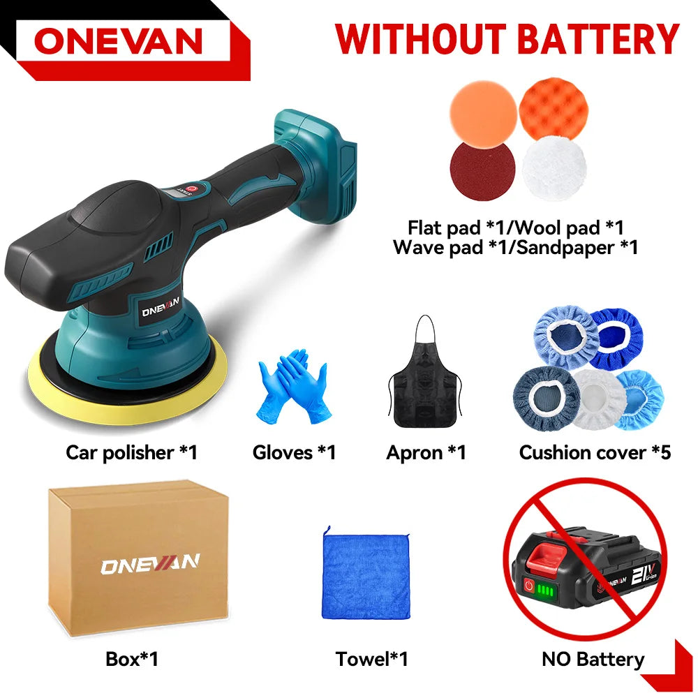 ONEVAN 8Gear Digital Display Cordless Car Polisher Electric Polisher Auto Car Waxing Polishing Tools For Makita 18V Battery Pin