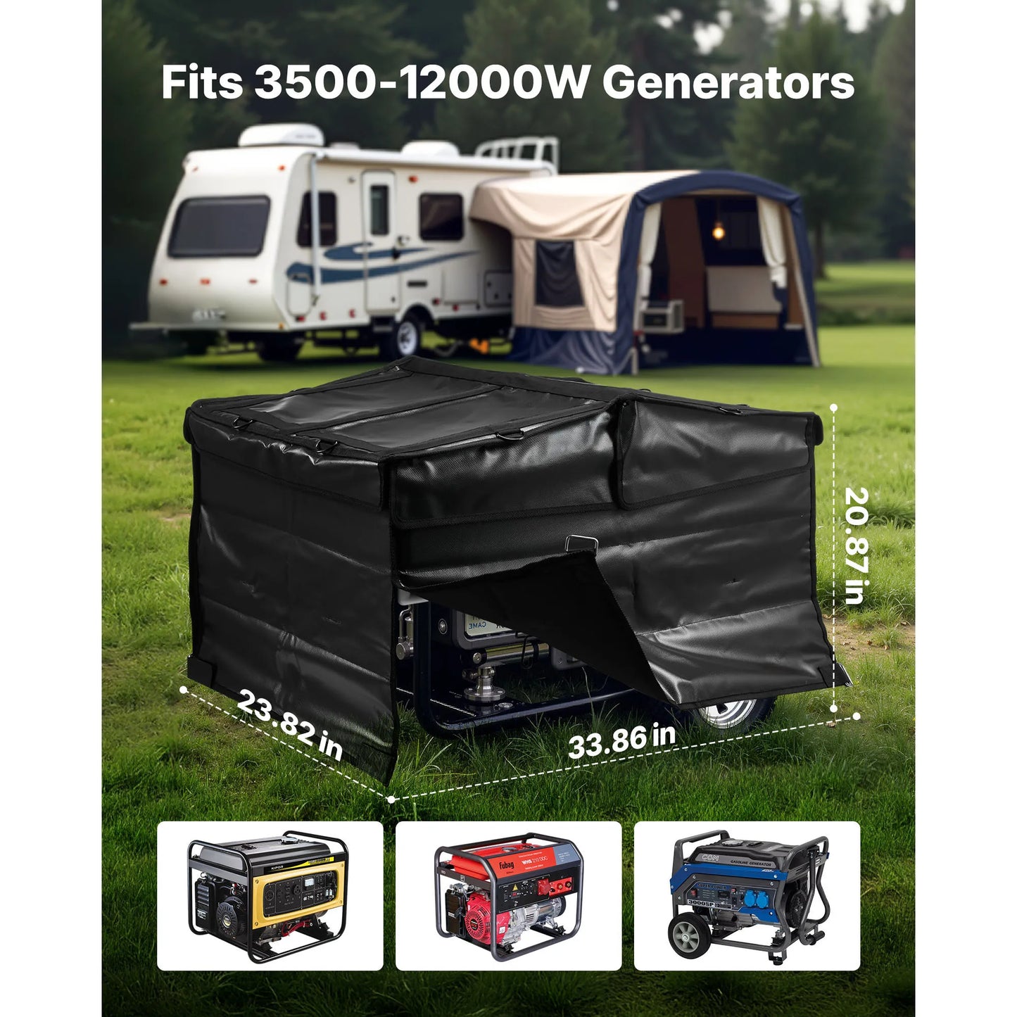 SucceBuy Generator Cover 34x24x21In Waterproof Universal Generator Cover for Most Generators 3500-12000W with 420D Oxford Fabric