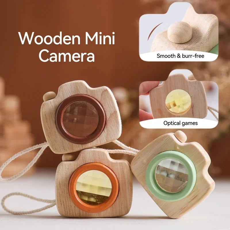 Montessori Baby Toys Education Wooden Blocks Toys for Kids Montessori Education Building Blocks Children Mini Camera Wooden Toys