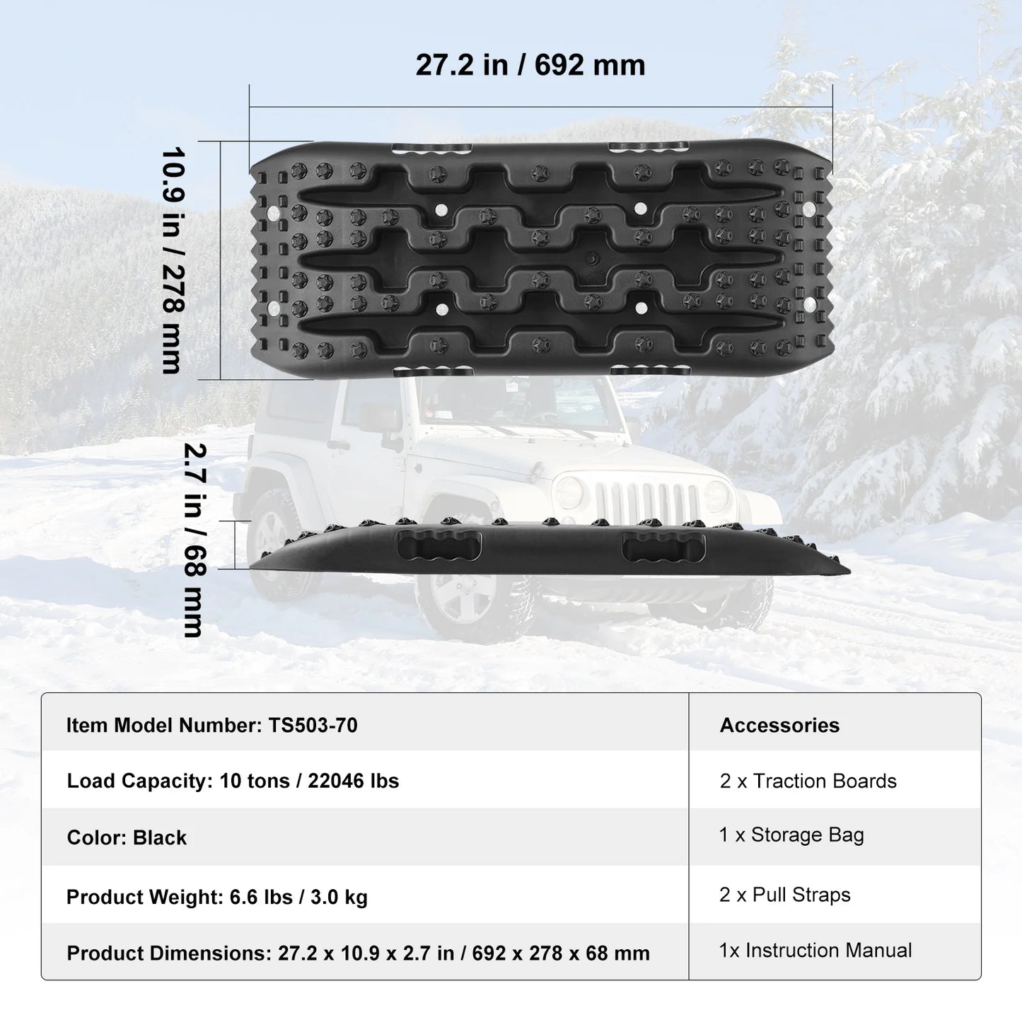 SucceBuy 10 TON Traction Boards with PP Material Recovery Board for Off-road Vehicle Car Pickup SUV RV Pair Tire Traction Mats