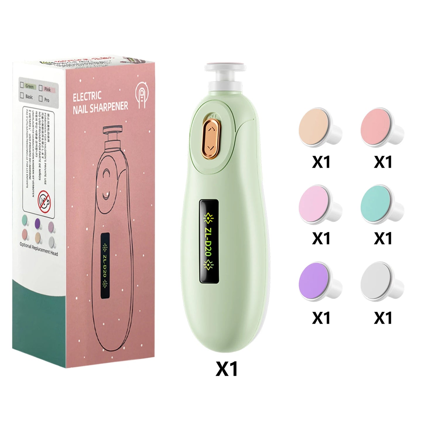 Baby Nail File Electric Baby Nail Care Set with LED Light, Baby Nail Trimmer for Newborn/Infants/Adults Toenails and Fingernail