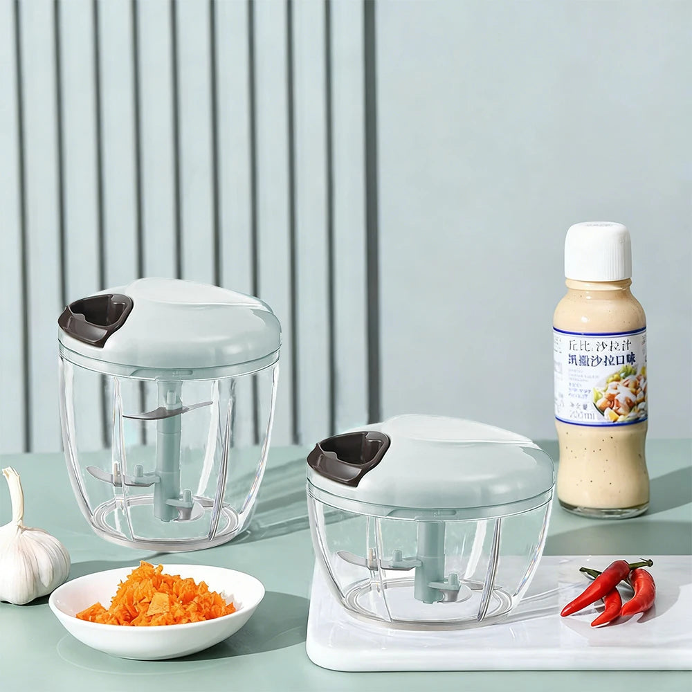 500ml Manual Food Processor Vegetable Chopper, Portable Hand Pull String Garlic Mincer Onion Cutter for Veggies, Ginger, Fruits