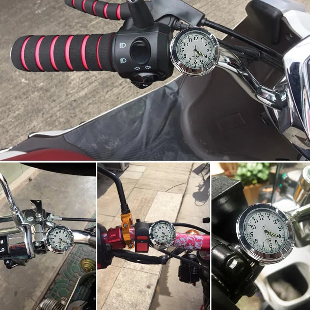 Universal Motorcycle Handlebar Watch Waterproof Bike Handlebar Mount Watch Lightweight Bike Aluminum Clock for Scooter Motor ATV