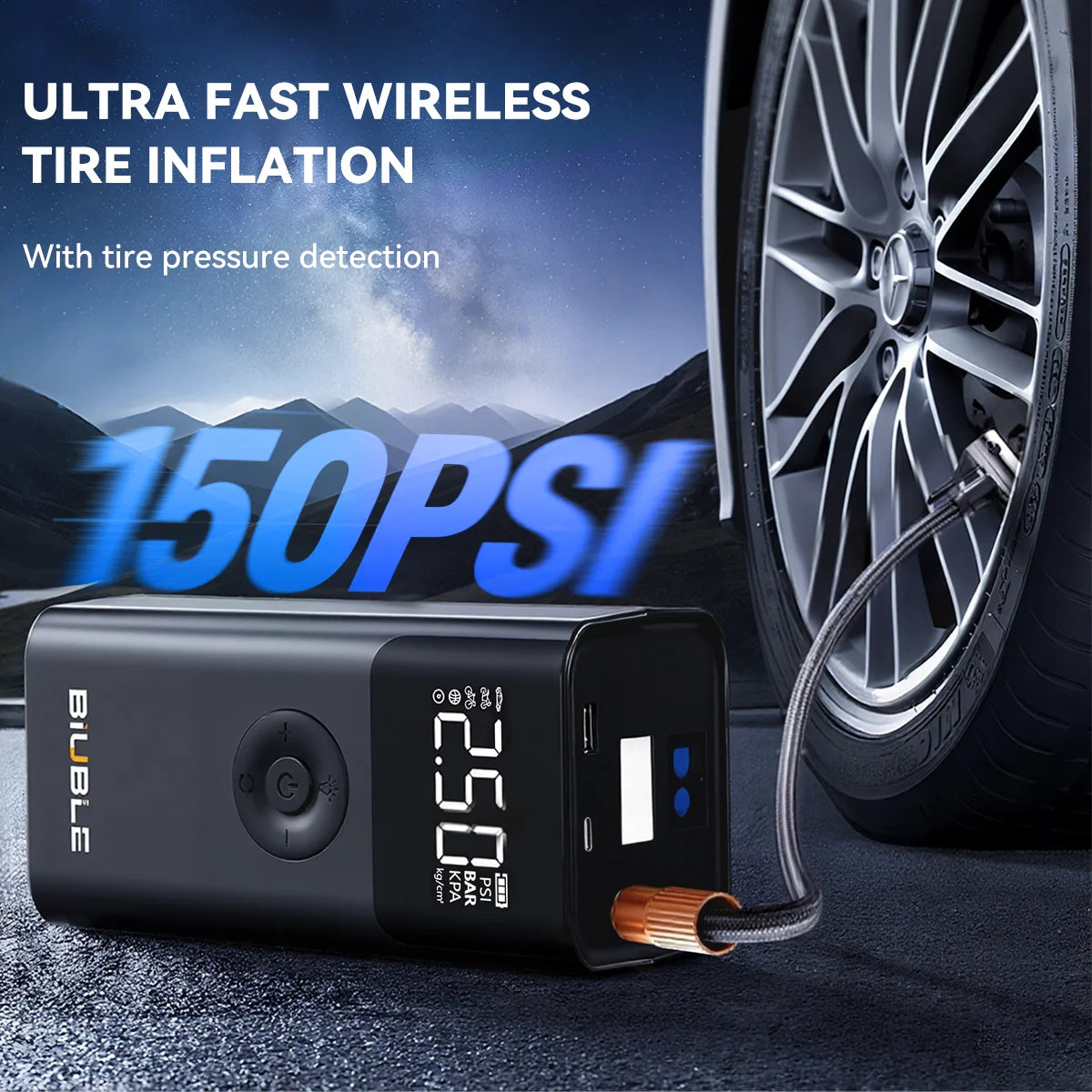 Car Jump Starter with Air Compressor 8000A Battery Booster 150PSI Air Pump 20000mAh (ALL Gas/10L Diesel) Portable Power Bank