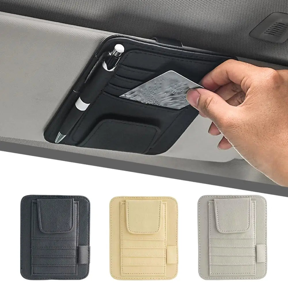 Visor Storage Multi-Pocket Car Sun Visor Document Storage Multi-functional Pen Card Glasses Clip Holder Organizer Interior Acces