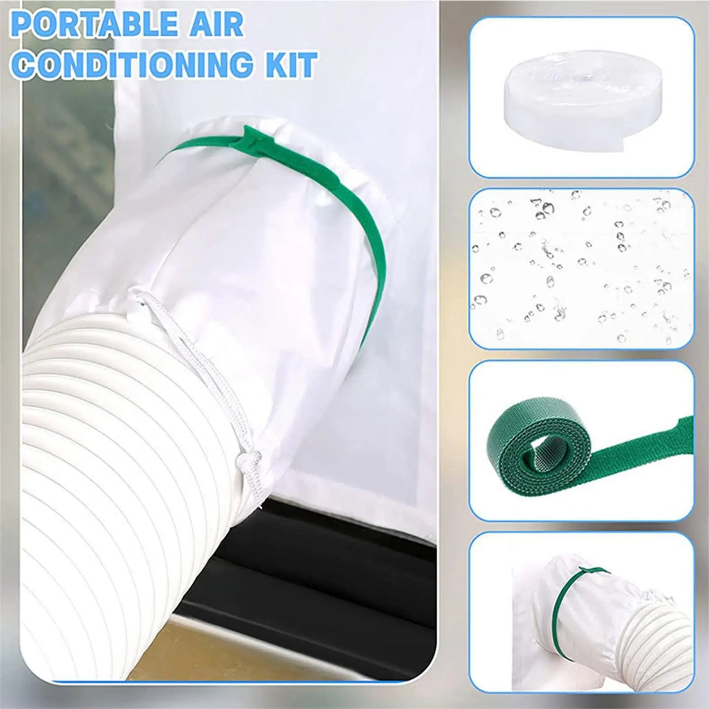 Portable Air Conditioner Window Seals Hot Air Stop Universal Mobile Air Conditioner Outlet Window Sealing Kit Flexible Cloth