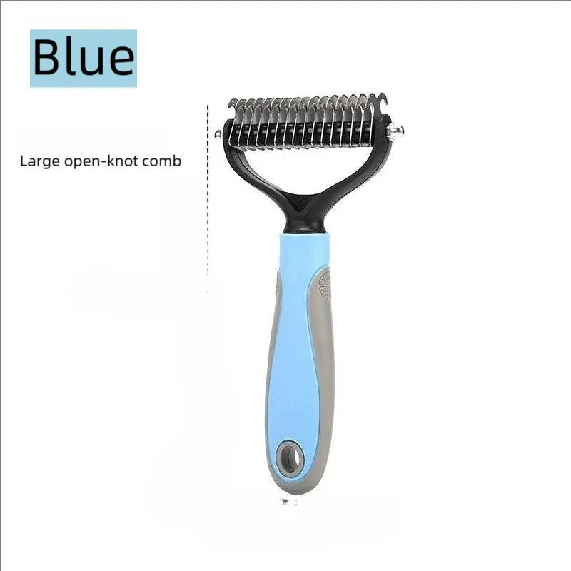 Pet Deshedding Brush Double Sided Pet Grooming Tool for Shedding and Dematting - Stainless Steel Dog Comb with Effective Results