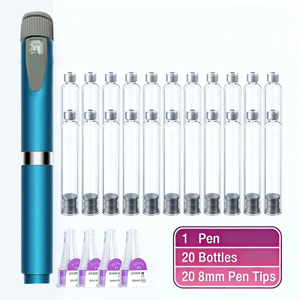 Multi-use Precise Dosing Reusable Injection Pen Set 3ml Empty Cassette Bottle Cartridges 4/6/8mm Disposable Pen Tip for Insulin
