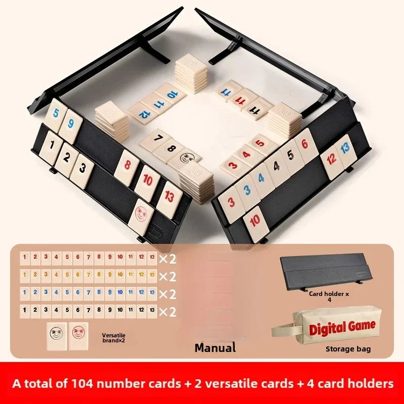 A Colorful Ramiwa Game Set - Plastic Ramiwa Game, Comes with 4 Racks and Tiles, Suitable for Parties and Family Game Nights
