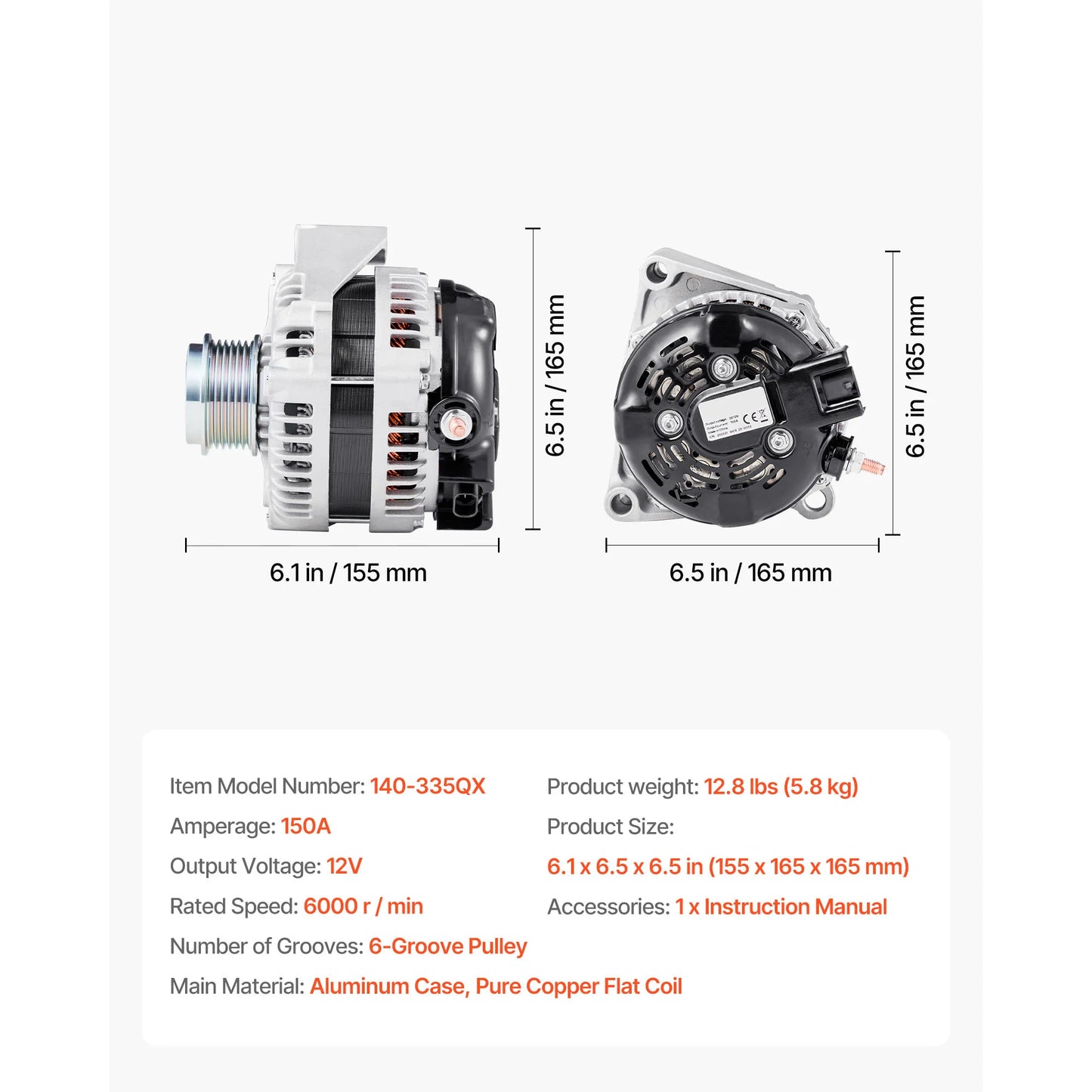 SucceBuy Car Alternator 11032 for Toyota Highlander V6 3.3L 2004-2007 Sienna 2004-2006 Lexus RX330 3.3L 2004-2006 Replacement