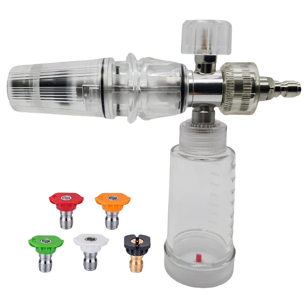 100ml Pressure Washer Gun Adjustable Car Wash Foam Sprayer with 5 Nozzle Tips Liquid Foam Sprayer for Cleaning Cars SUVs