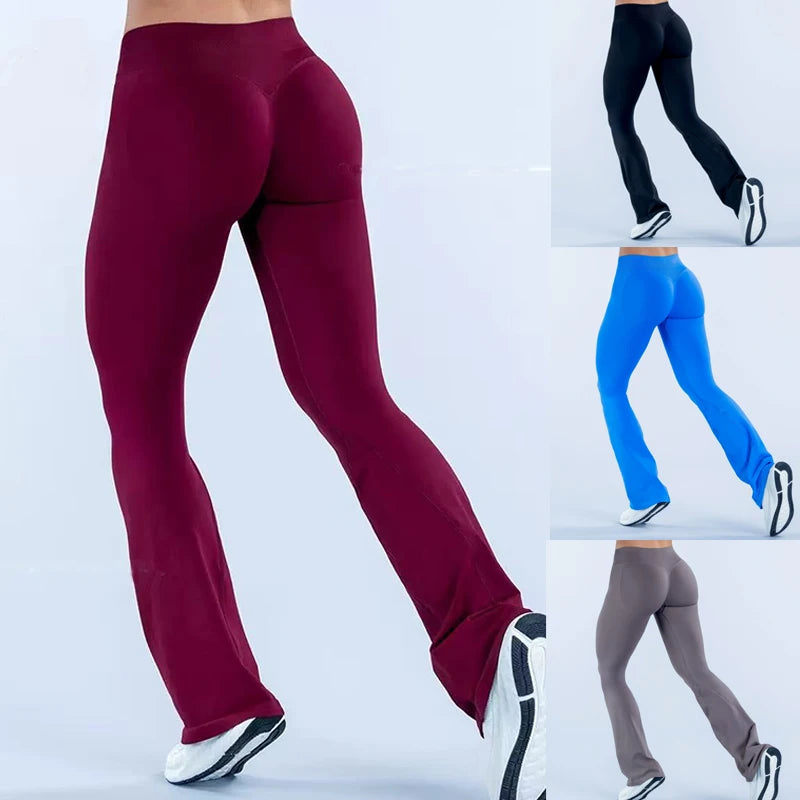 1DF-CY Women High Waist Flared Yoga Leggings Butt Lifting Stretch Bell Bottom Pants Slim Fit Gym Fitness Running Casual Trousers