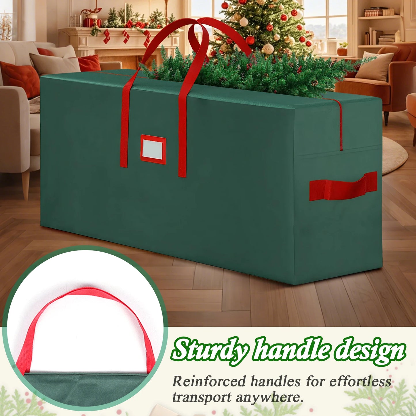 Oxford Xmas Tree Storage Bag w/Handle Waterproof Fold Tree Package Bag(165Green)