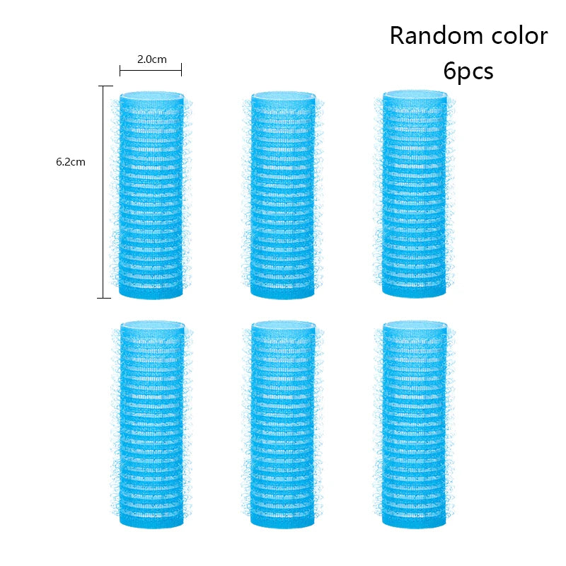 6pcs Self-Grip Hair Rollers Heatless Hair Curler No Heat Hair Bangs Volume Self-adhesive Hook&Loop DIY Hair Curler Styling Tools