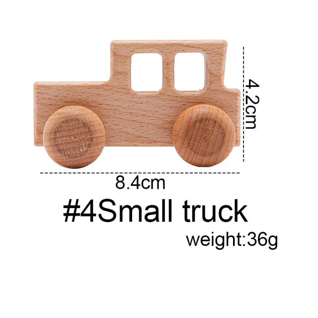 1pc Baby Wooden Car Toys Beech Stacking Blocks Cartoon Educational Montessori Toys For Children Teething Baby Birthday Gifts